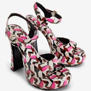 Express Brian Atwood Geometric Platform Heel Sandals